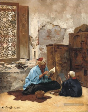 La leçon Ludwig Deutsch Orientalism Araber Peinture à l'huile